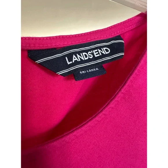 Lands End Womens Pink Mixed Media High Low Short Sleeve Peplum Top S 6-8 - Picture 5 of 7